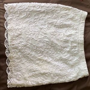 White lace mini skirt